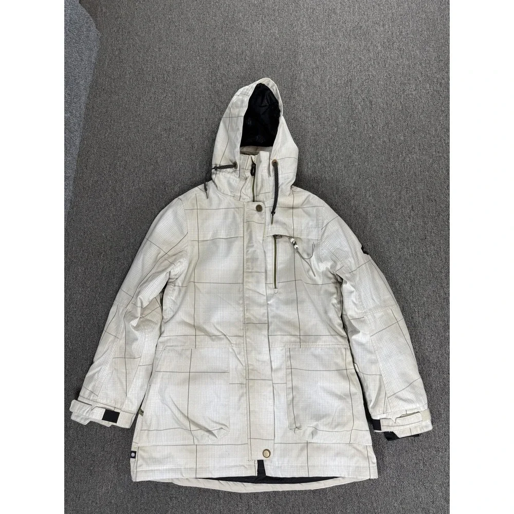 686 Jacket Womens Medium Beige InfiDRY 10K/10K Hooded Fleece Lined Ski Snowboard